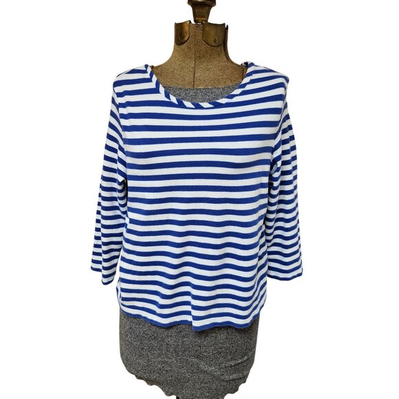 Lauren Ralph Lauren Tops - Lauren Ralph Lauren Blue White Striped 3/4 Sleeve Cotton Blend Womens Top M